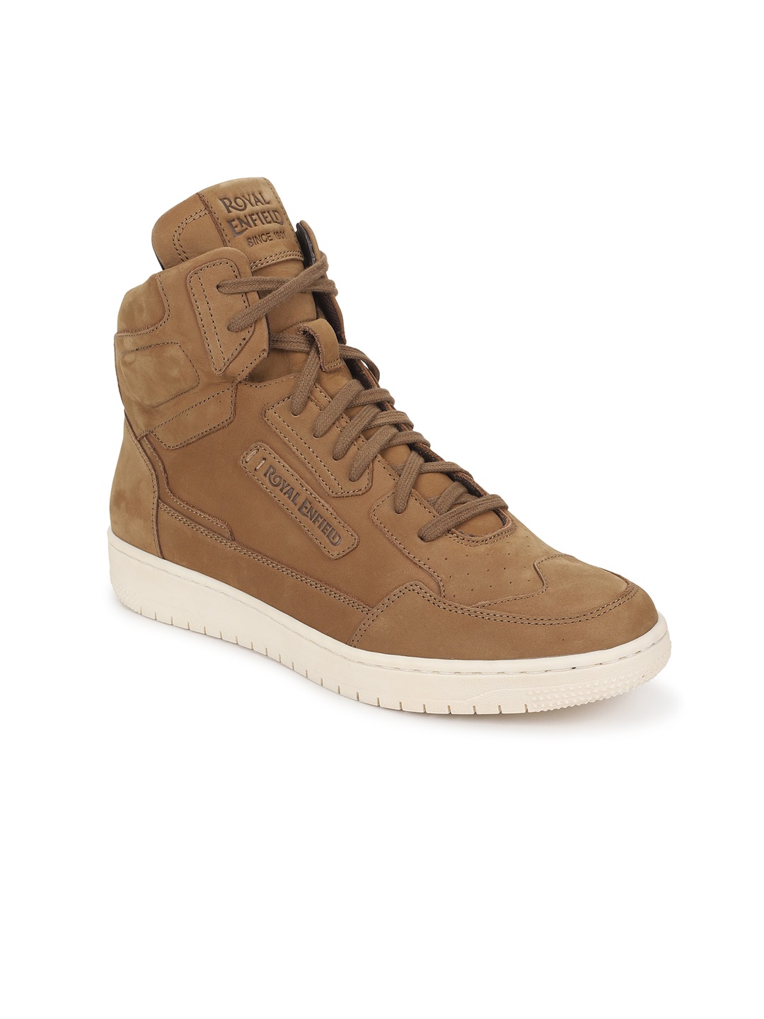 

Royal Enfield Men Street Ace Leather Mid-Top Sneakers, Tan