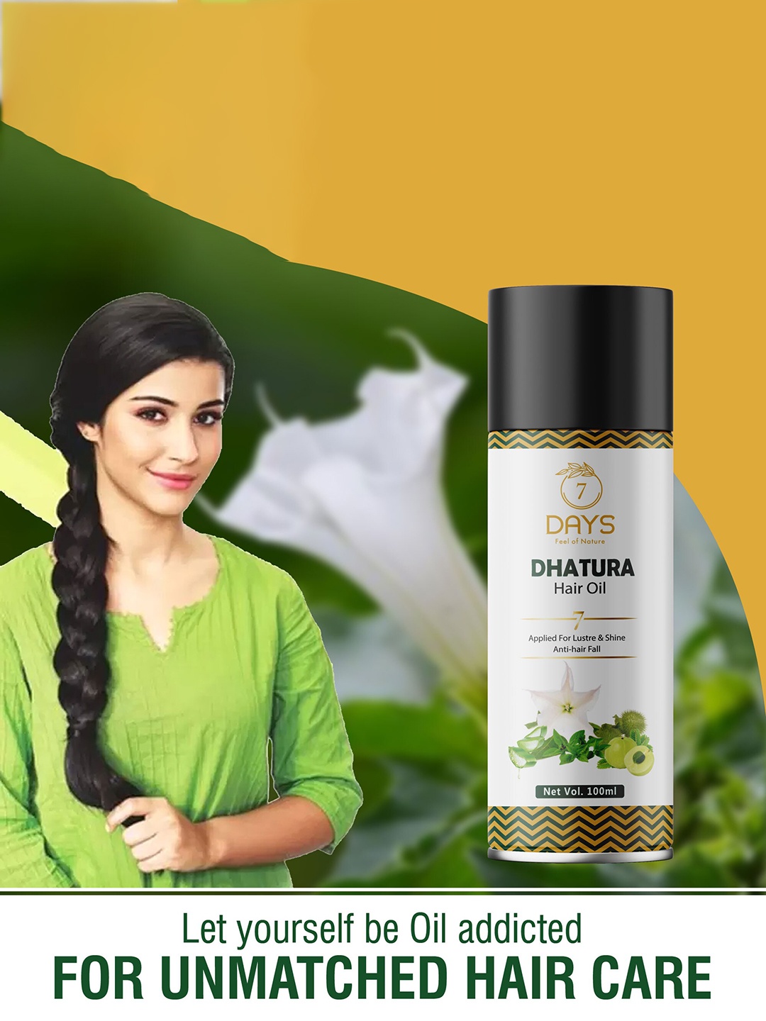 

7 DAYS Dhatura Hair Oil For Hair Fall & Dandruff Control - 100ml, Tan