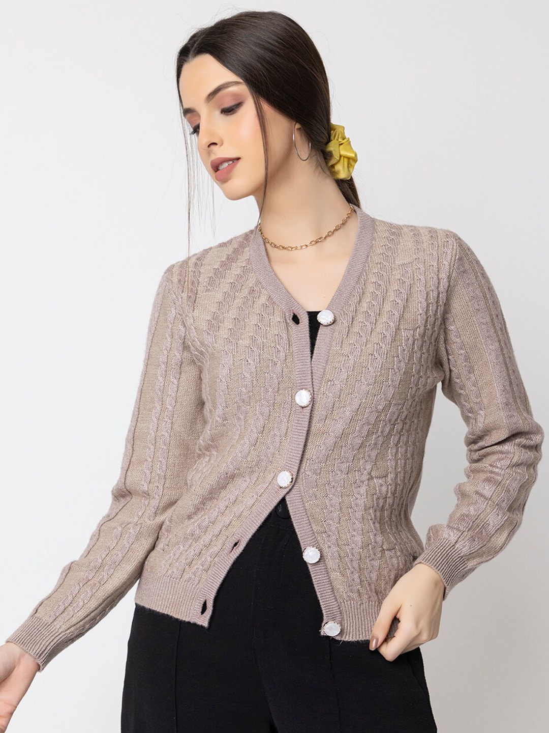 

ARMISTO Cable Knit Woollen Cardigan, Pink