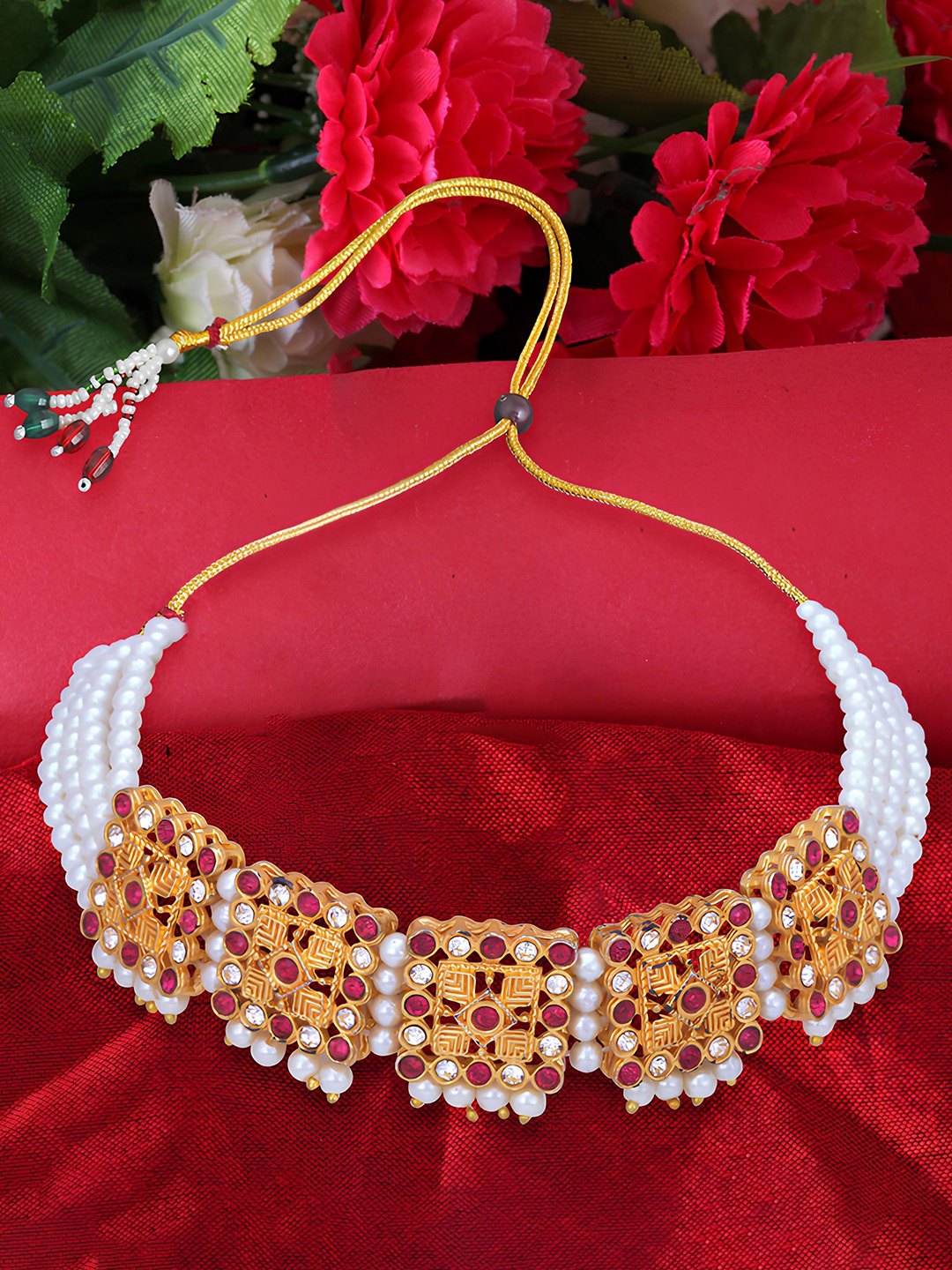 

KARISHMA KREATIONS Gold-Plated Pearl Choker Necklace