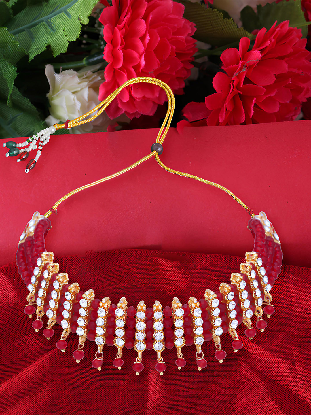 

KARISHMA KREATIONS Gold-Plated Chinchpeti Choker Necklace