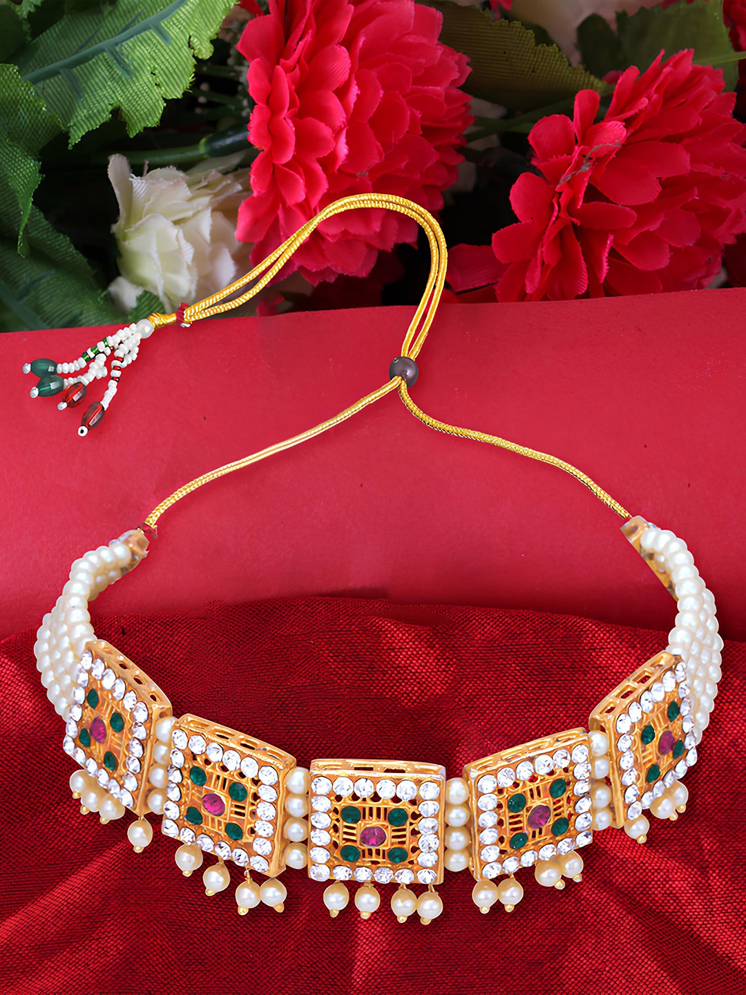 

KARISHMA KREATIONS Gold-Plated Pearl Choker Necklace