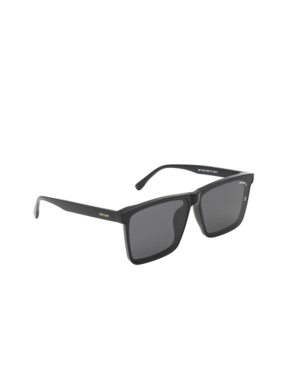 

OPIUM Men Polarised and UV Protected Lens Rectangle Sunglasses, Black