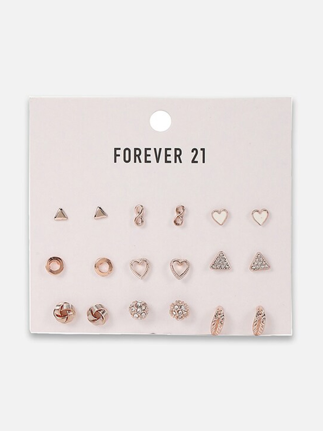 

FOREVER 21Set Of 9 Contemporary Studs Earrings, Gold
