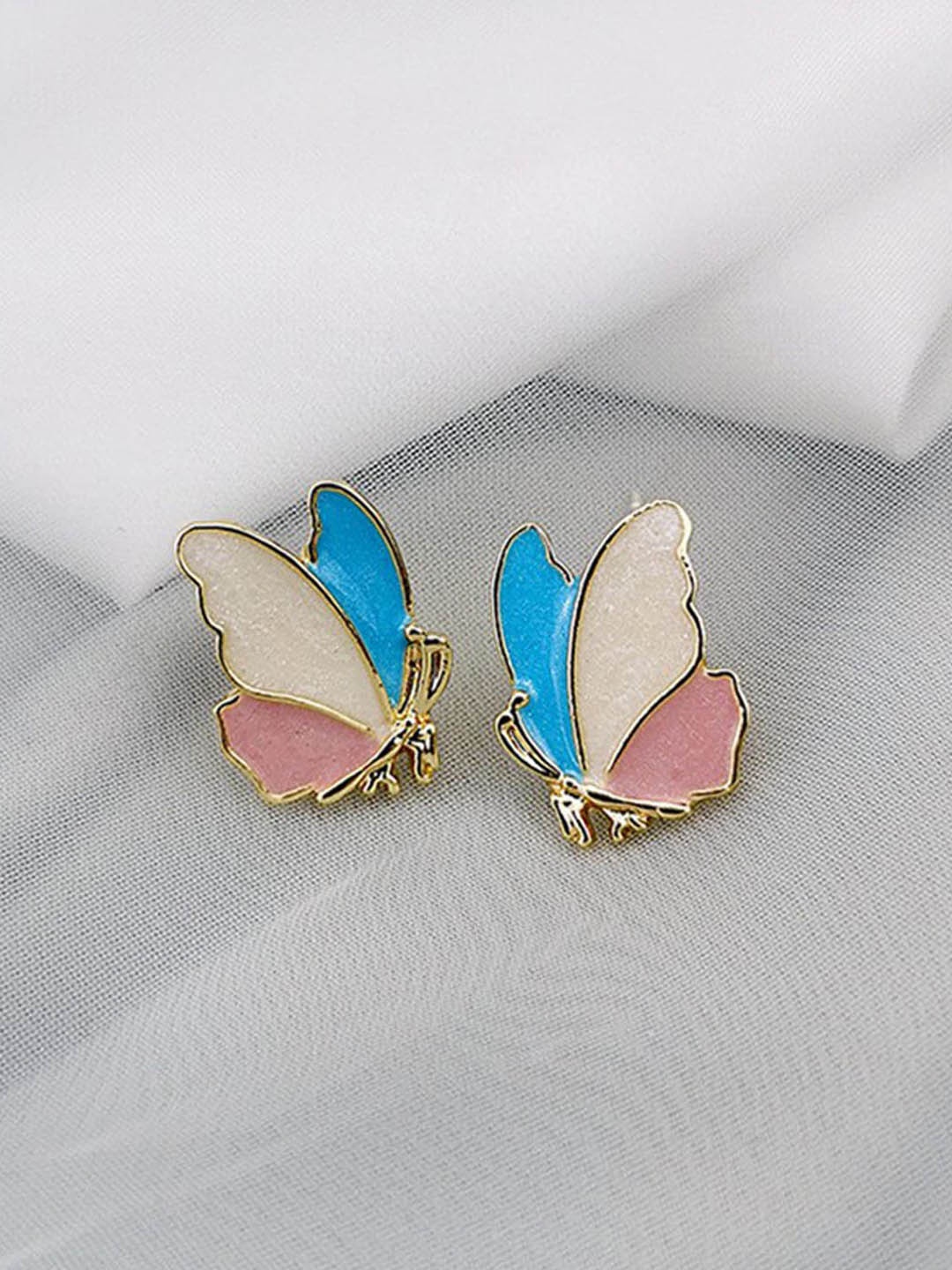 

FIMBUL Gold-Plated Butterfly Stud Earrings, Pink