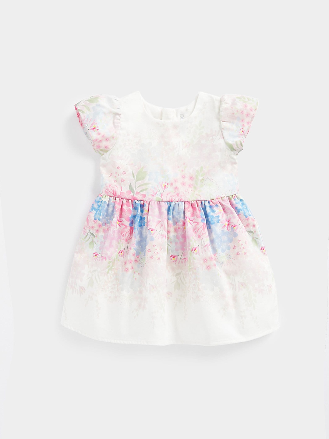 

mothercare Girls Floral Printed Cotton Cap Sleeves A-Line Dress, White