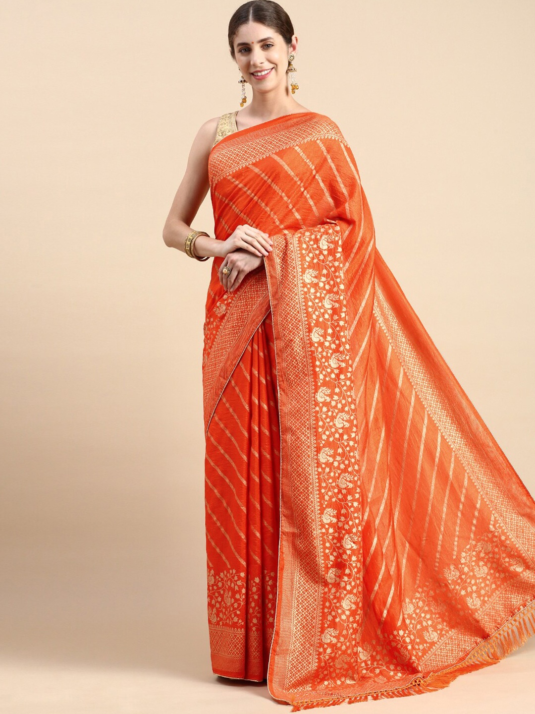 

KALINI Ethnic Motifs Printed Saree, Orange