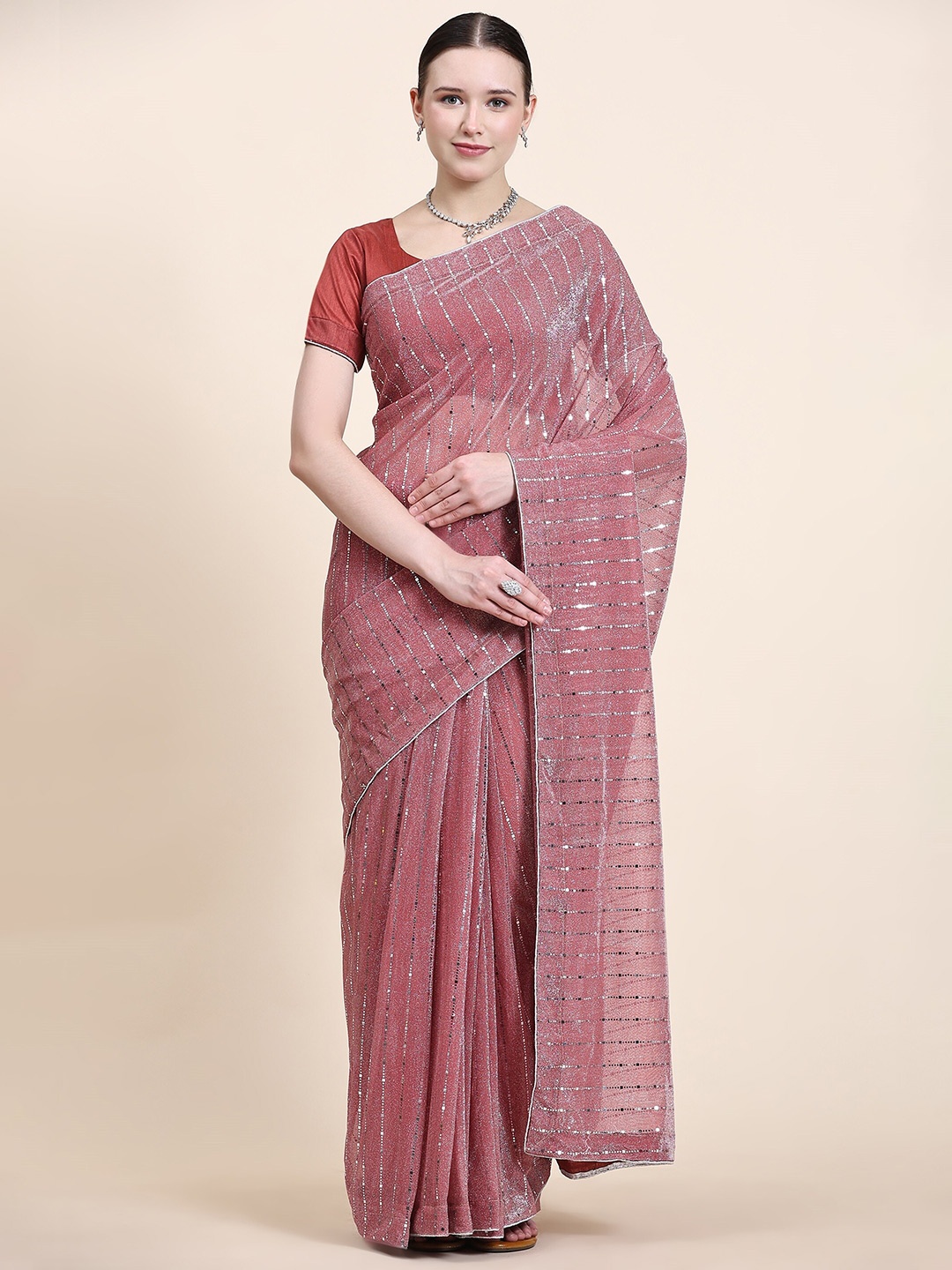 

KALINI Embellished Saree, Maroon