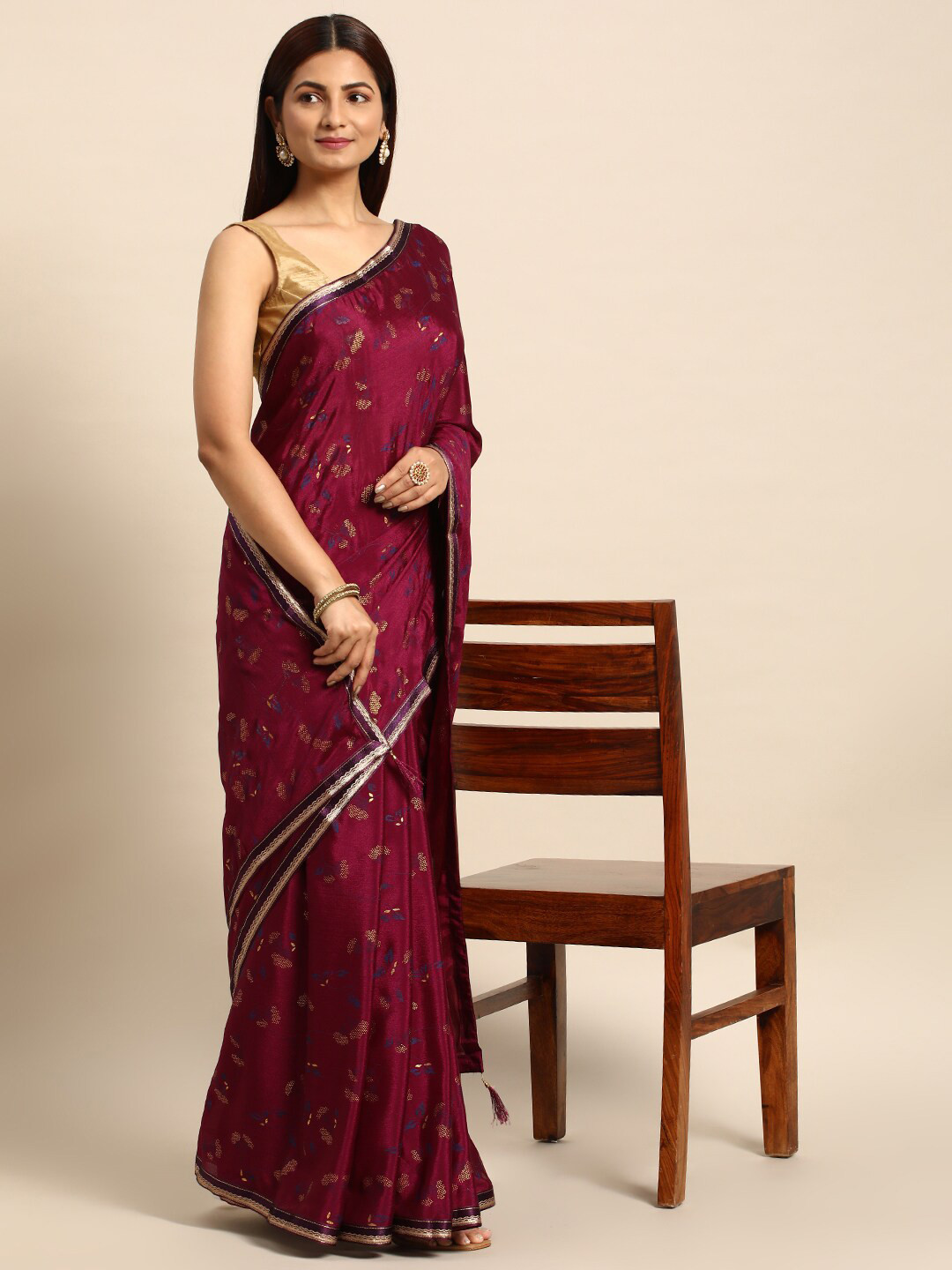 

KALINI Ethnic Motifs Printed Saree, Purple