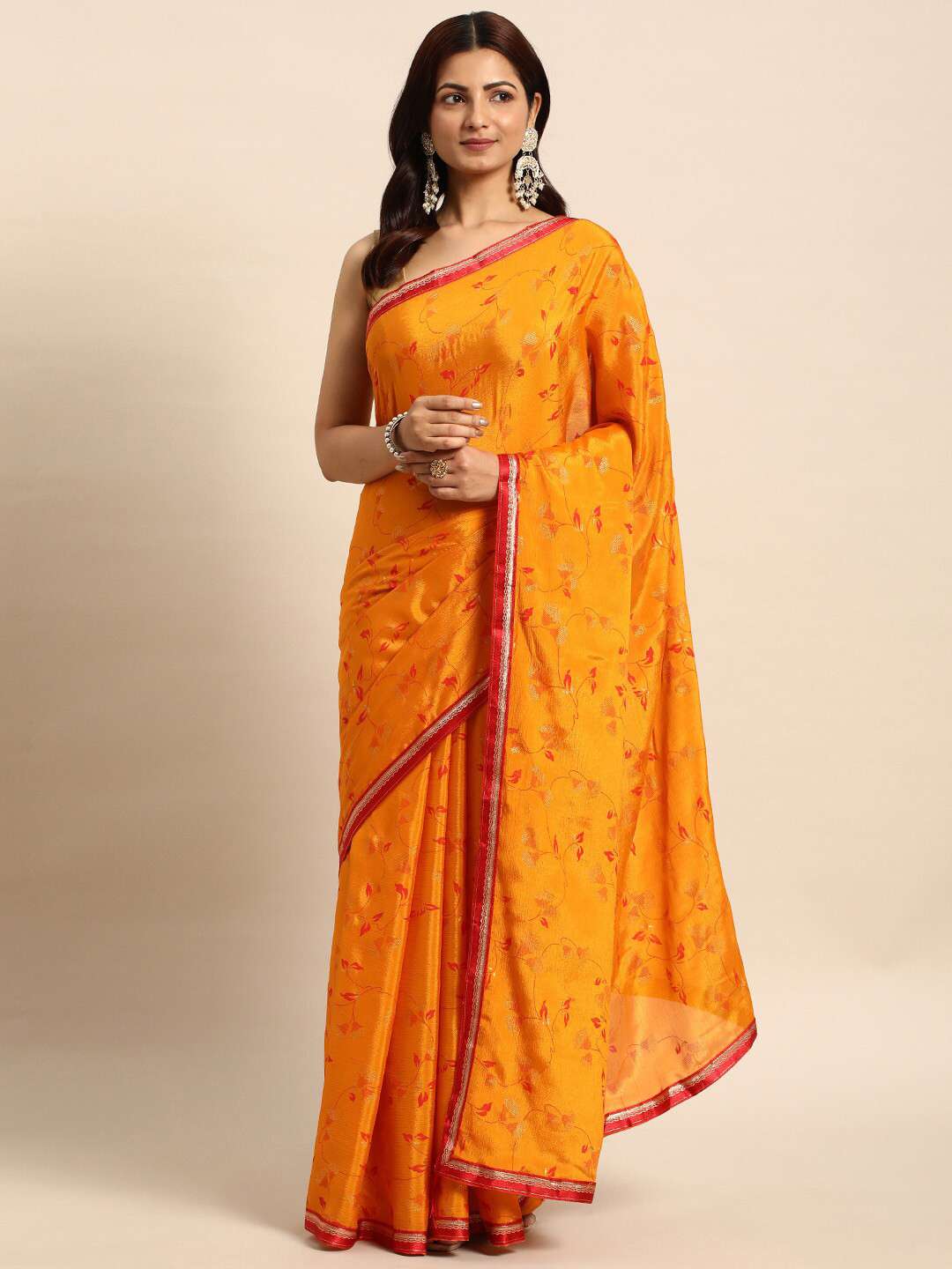 

KALINI Ethnic Motifs Printed Saree, Orange