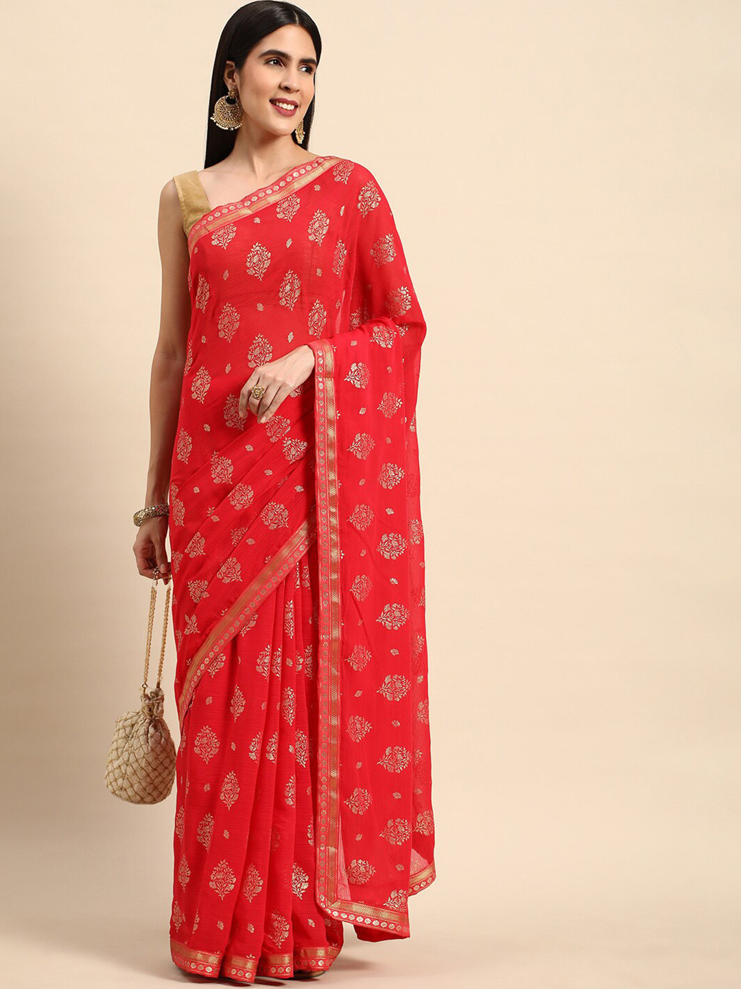 

KALINI Ethnic Motifs Printed Saree, Pink