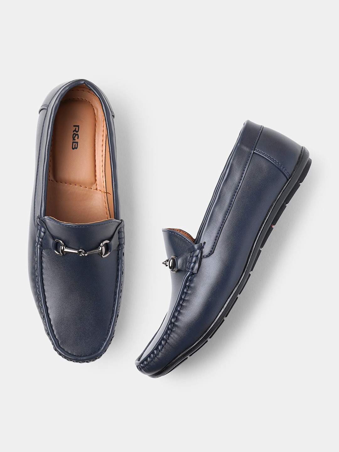 

R&B Men Comfort Insole Horsebit Loafers, Navy blue