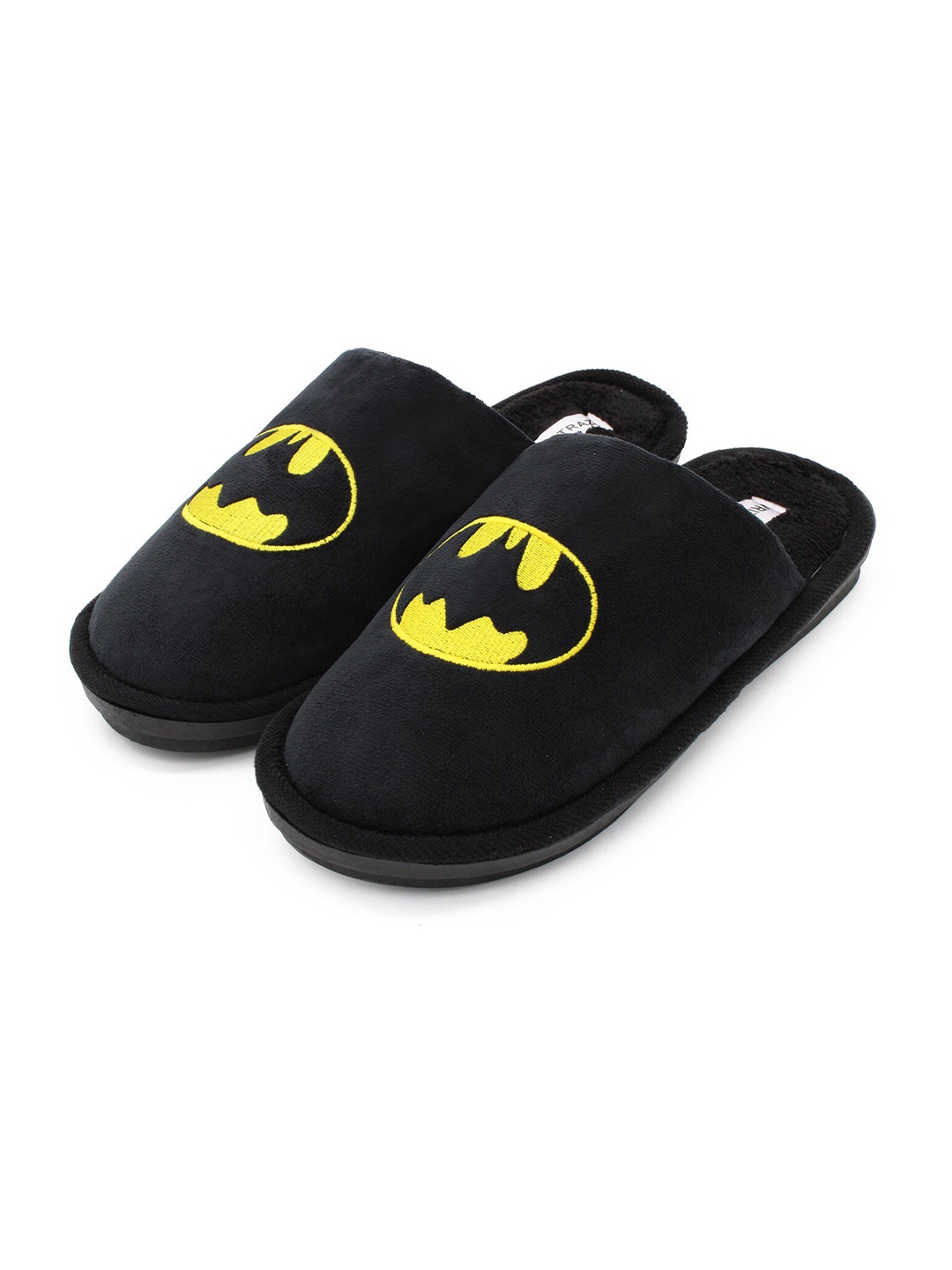 

JENNA Men Batman Printed Fur Room Slippers, Black
