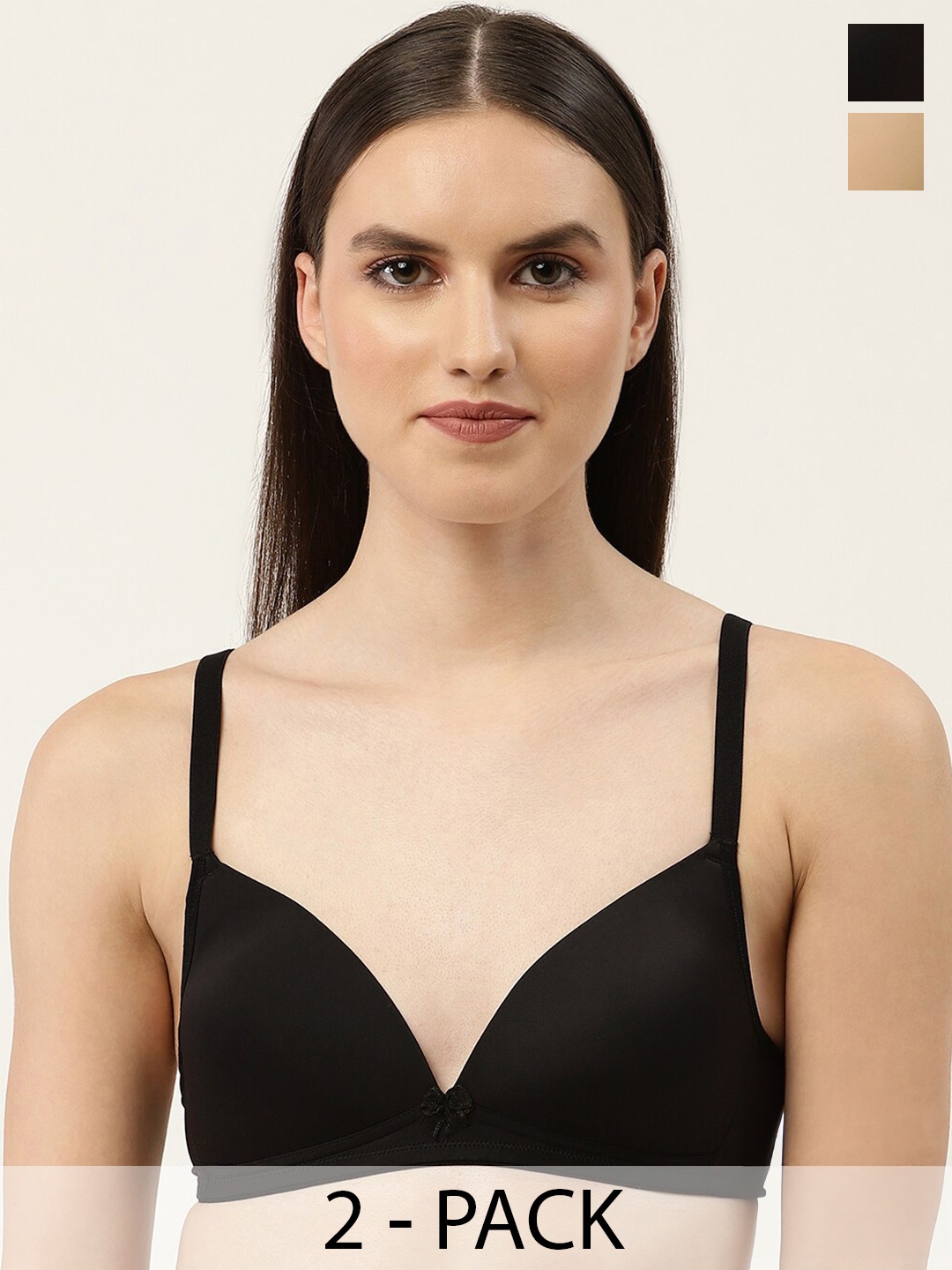 

Leading Lady Pack Of 2 Medium Coverage Lightly Padded T-Shirt Bra, Black