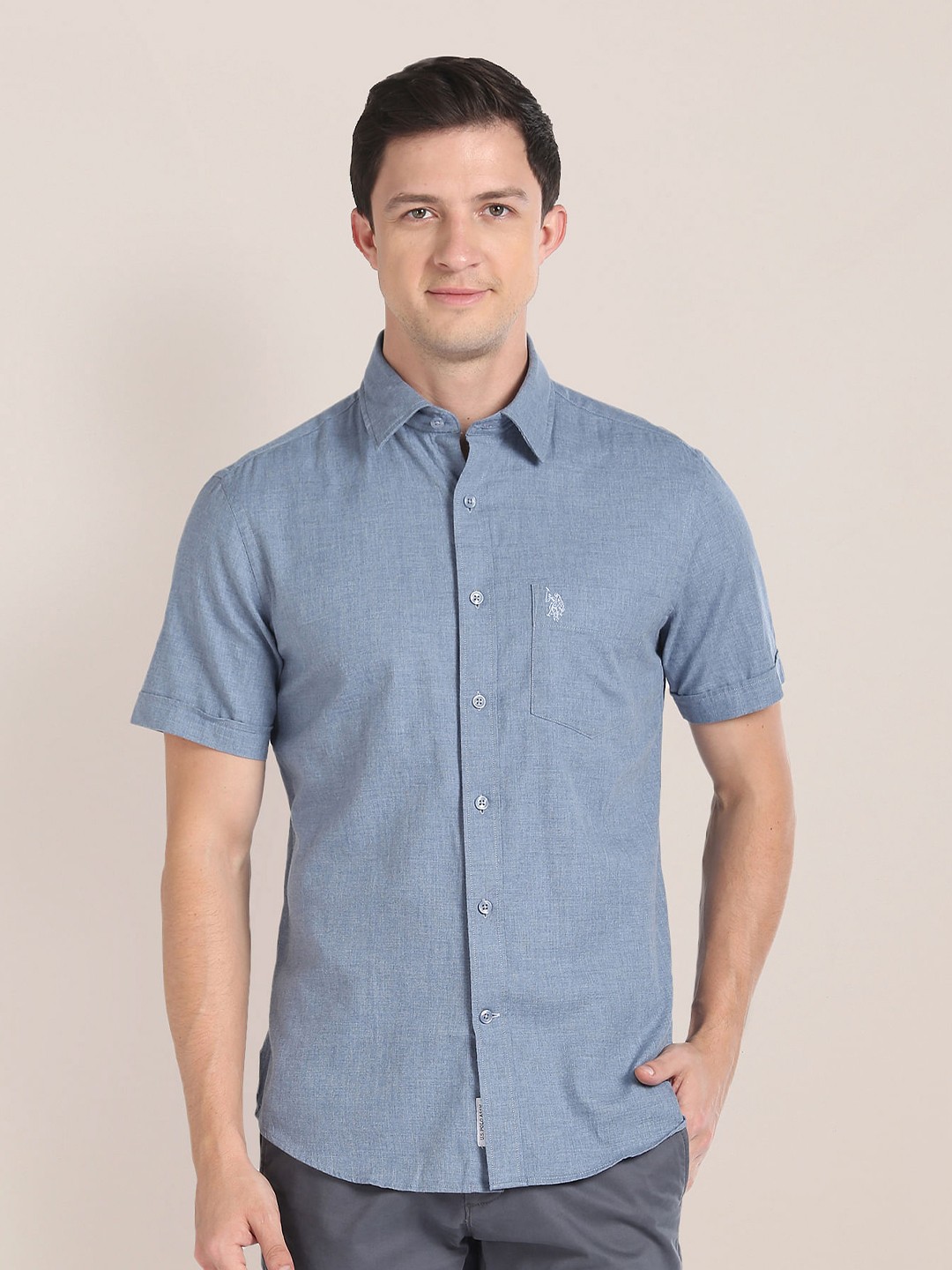 

U.S. Polo Assn. Spread Collar Casual Shirt, Blue
