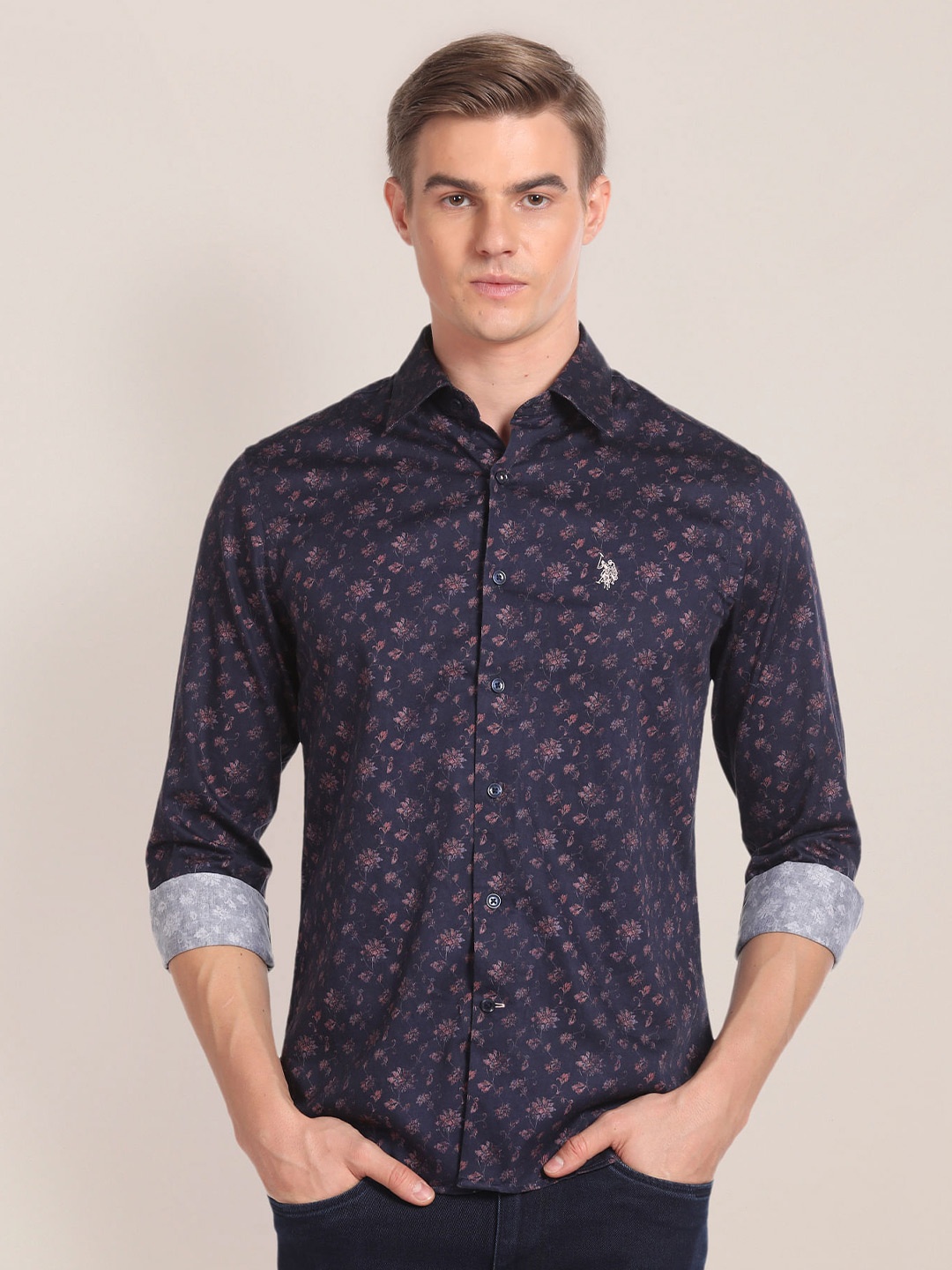 

U.S. Polo Assn. Floral Printed Long Sleeves Casual Shirt, Blue