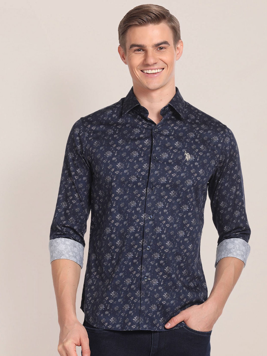 

U.S. Polo Assn. Floral Printed Casual Shirt, Navy blue