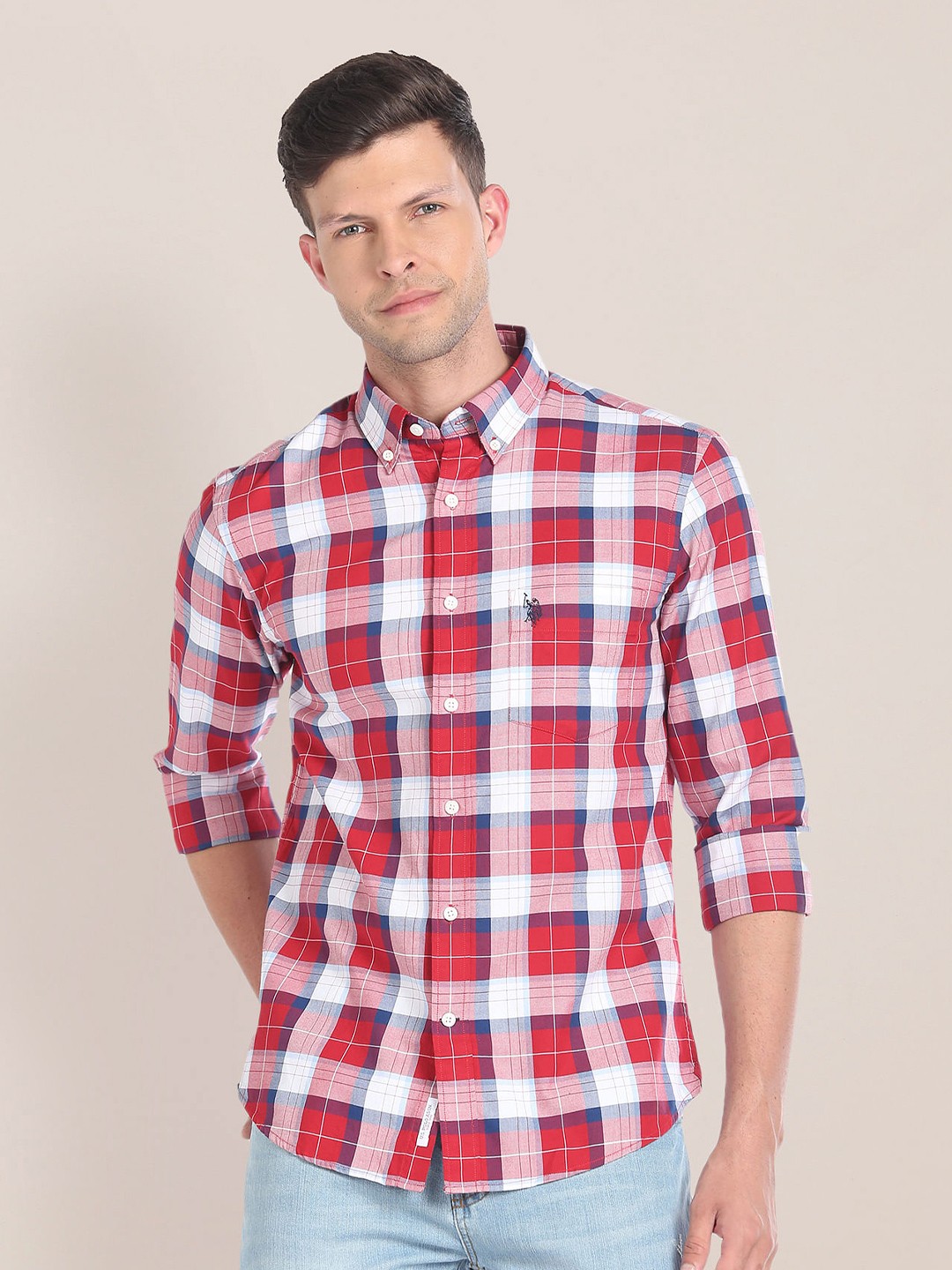 

U.S. Polo Assn. Gingham Checks Casual Shirt, Red