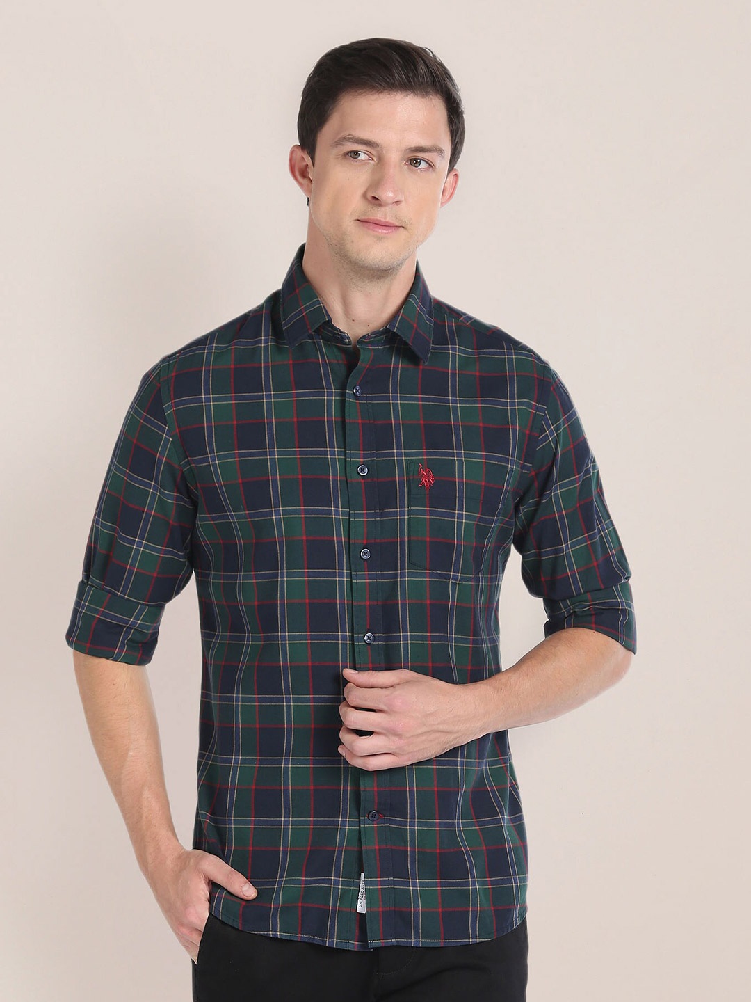 

U.S. Polo Assn. Tartan Checked Long Sleeves Casual Shirt, Green