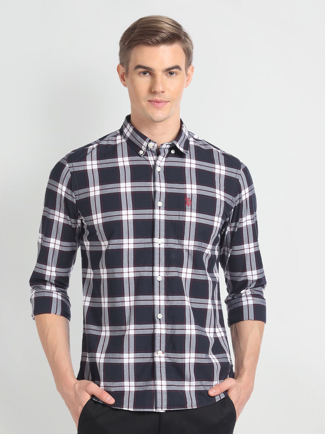 

U.S. Polo Assn. Denim Co. Slim Fit Tartan Checked Casual Shirt, Black