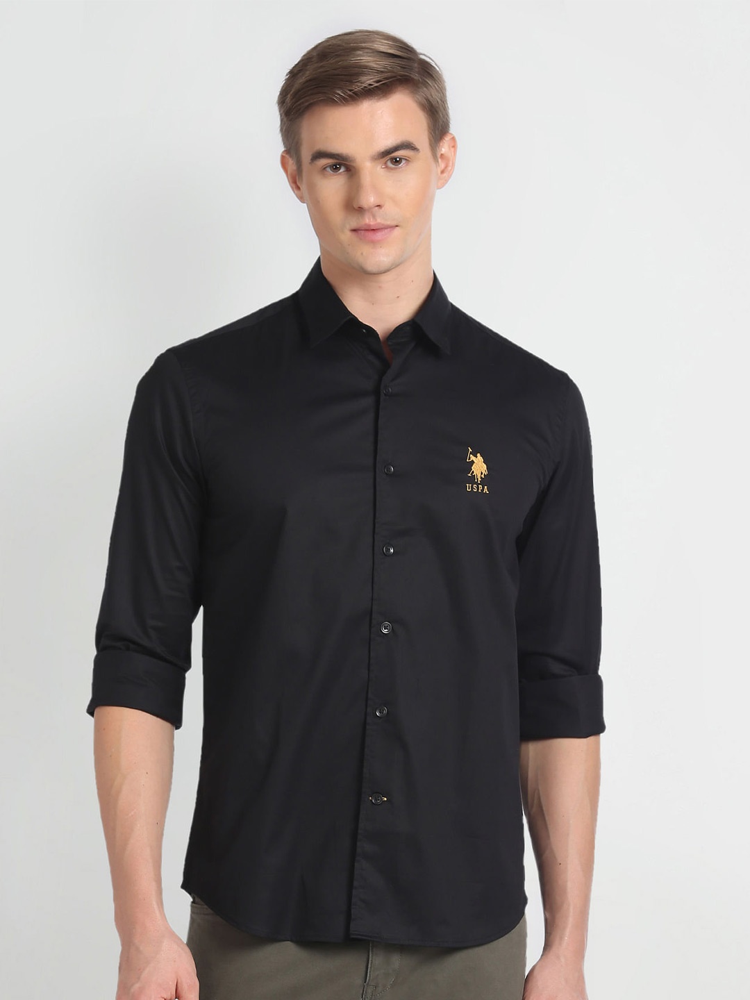 

U.S. Polo Assn. Denim Co. Slim Fit Opaque Casual Shirt, Black