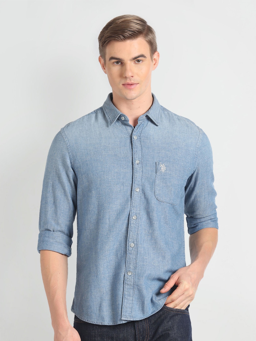 

U.S. Polo Assn. Denim Co. Slim Fit Faded Casual Shirt, Blue