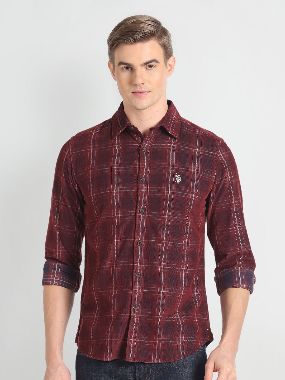 

U.S. Polo Assn. Denim Co. Slim Fit Tartan Checked Casual Shirt, Red