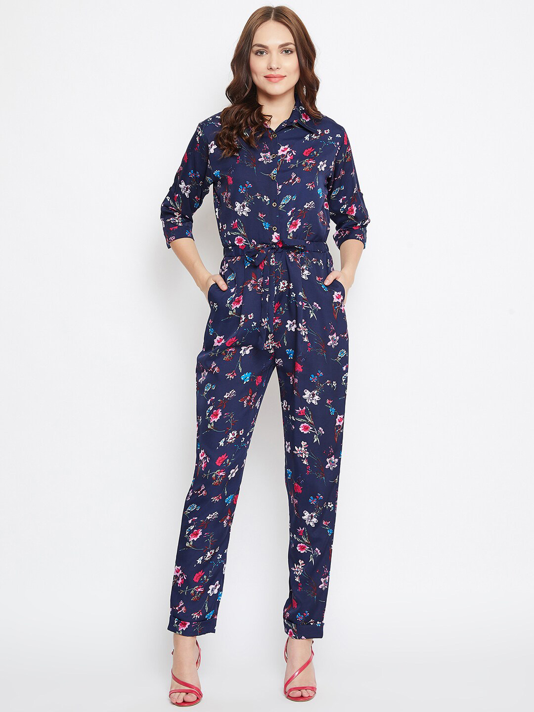 

Uptownie Lite Floral Printed Basic Jumpsuit, Navy blue