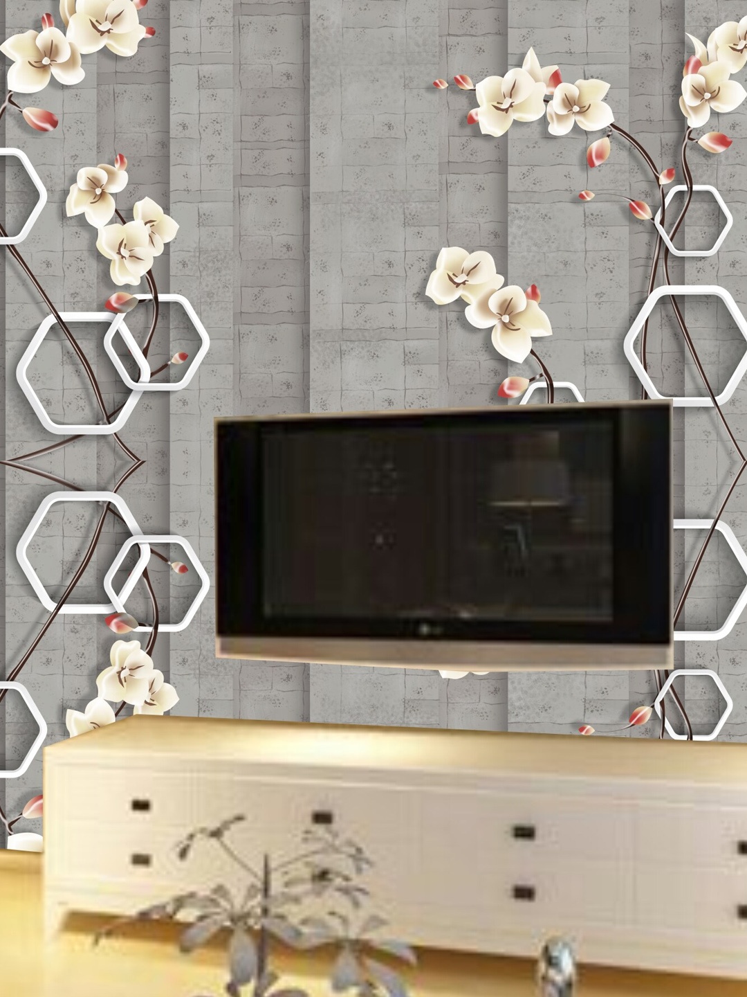 

KSHIRSA Grey & White Printed Self-Adhesive Wallpaper