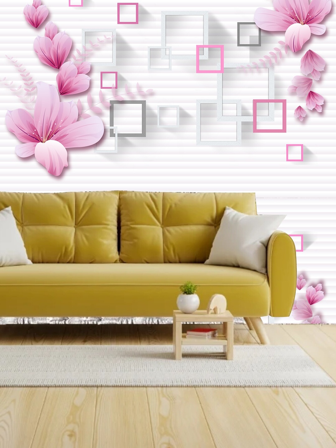 

KSHIRSA White & Pink Printed Self-Adhesive Wallpaper