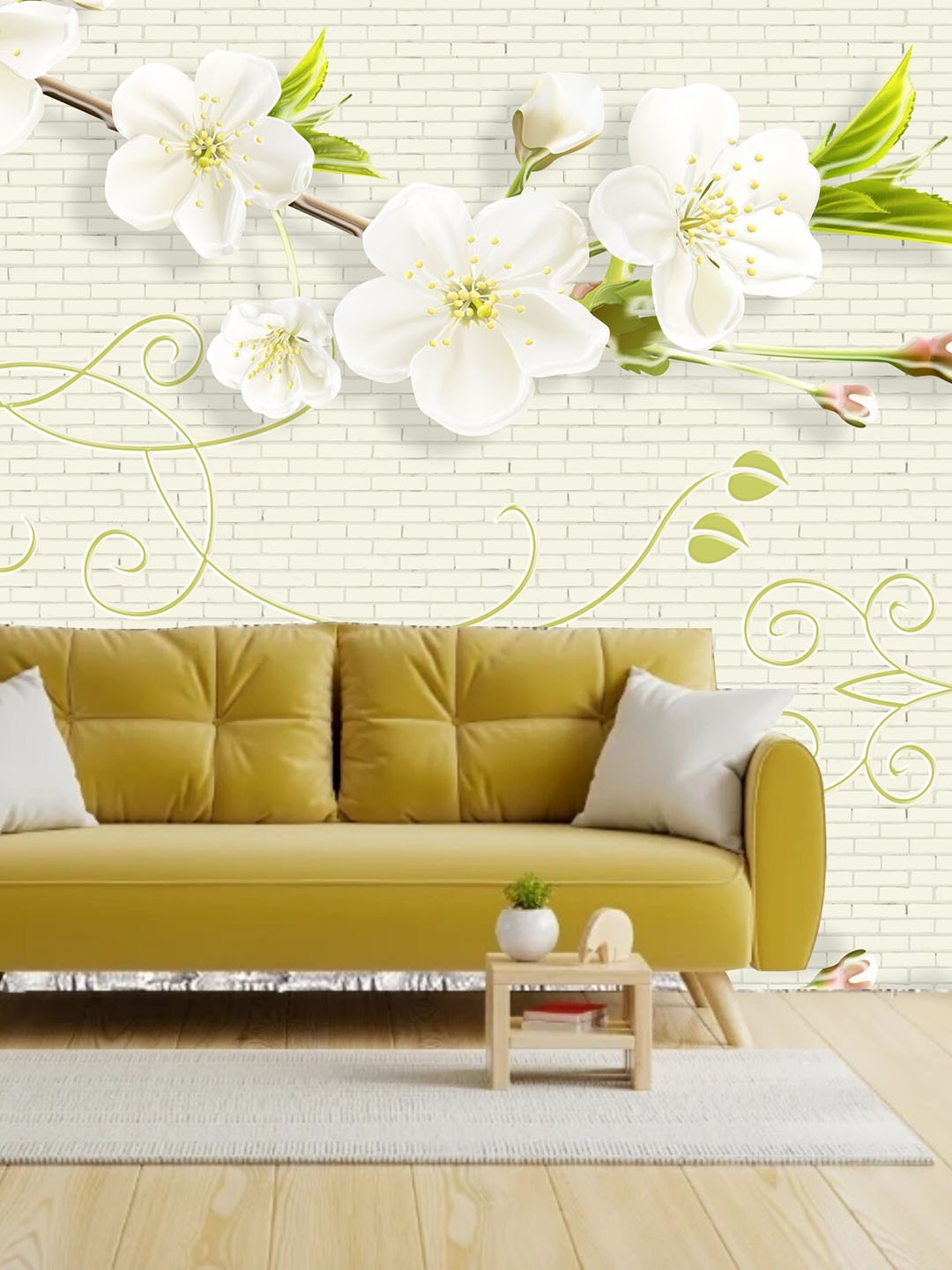 

KSHIRSA White Floral Printed Self Adhesive Wallpaper