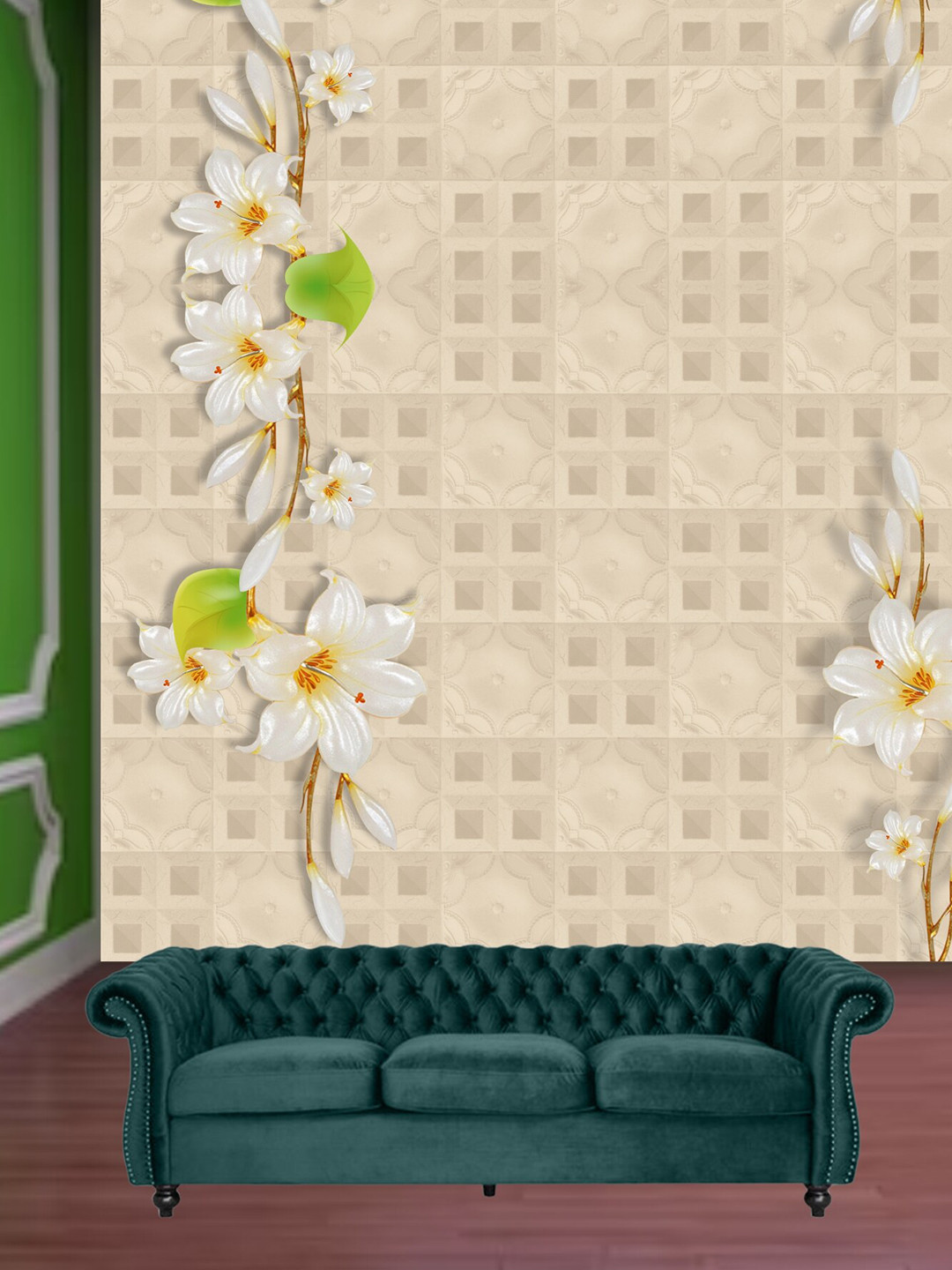 

KSHIRSA Pink & White Floral Printed Self Adhesive Wallpaper