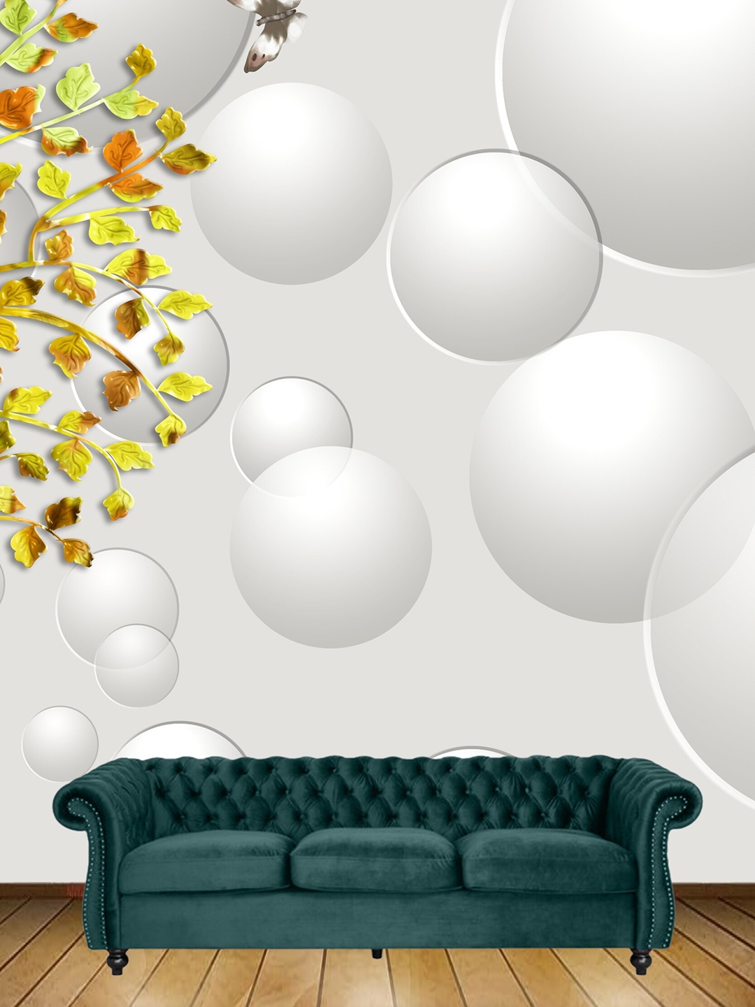 

KSHIRSA Off-White Floral Printed Self Adhesive Wallpaper