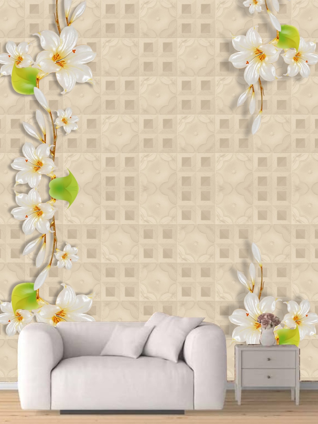

KSHIRSA Pink & White Floral Printed Self Adhesive Wallpaper