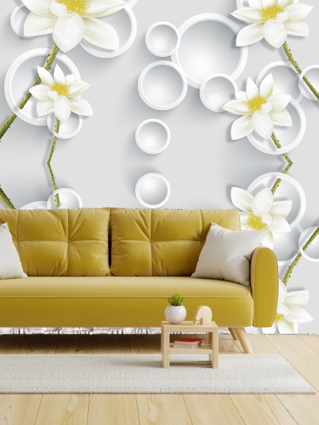 

KSHIRSA White Floral Printed Self Adhesive Wallpaper
