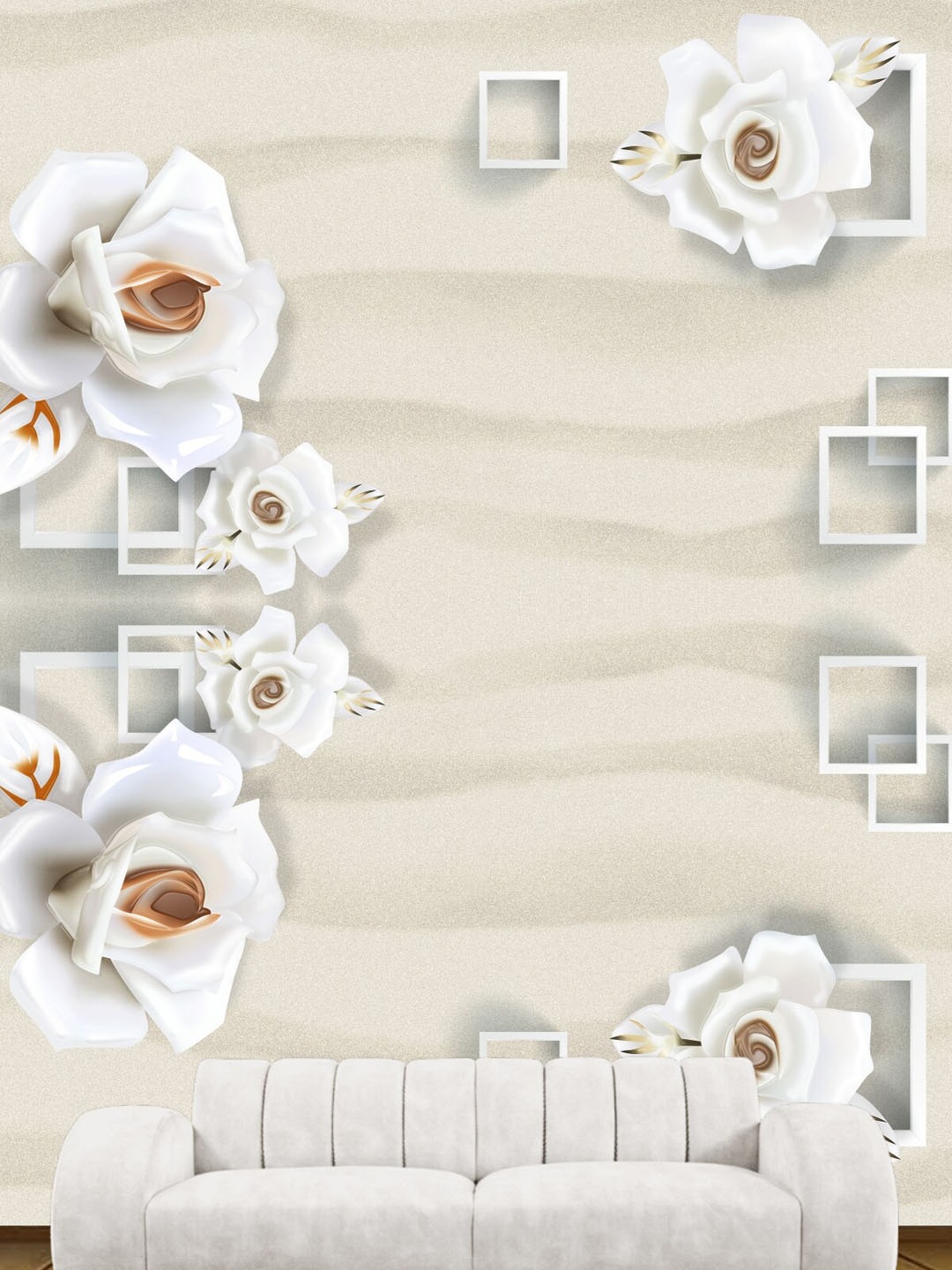 

KSHIRSA Off White Floral Printed Self-Adhesive Wallpaper