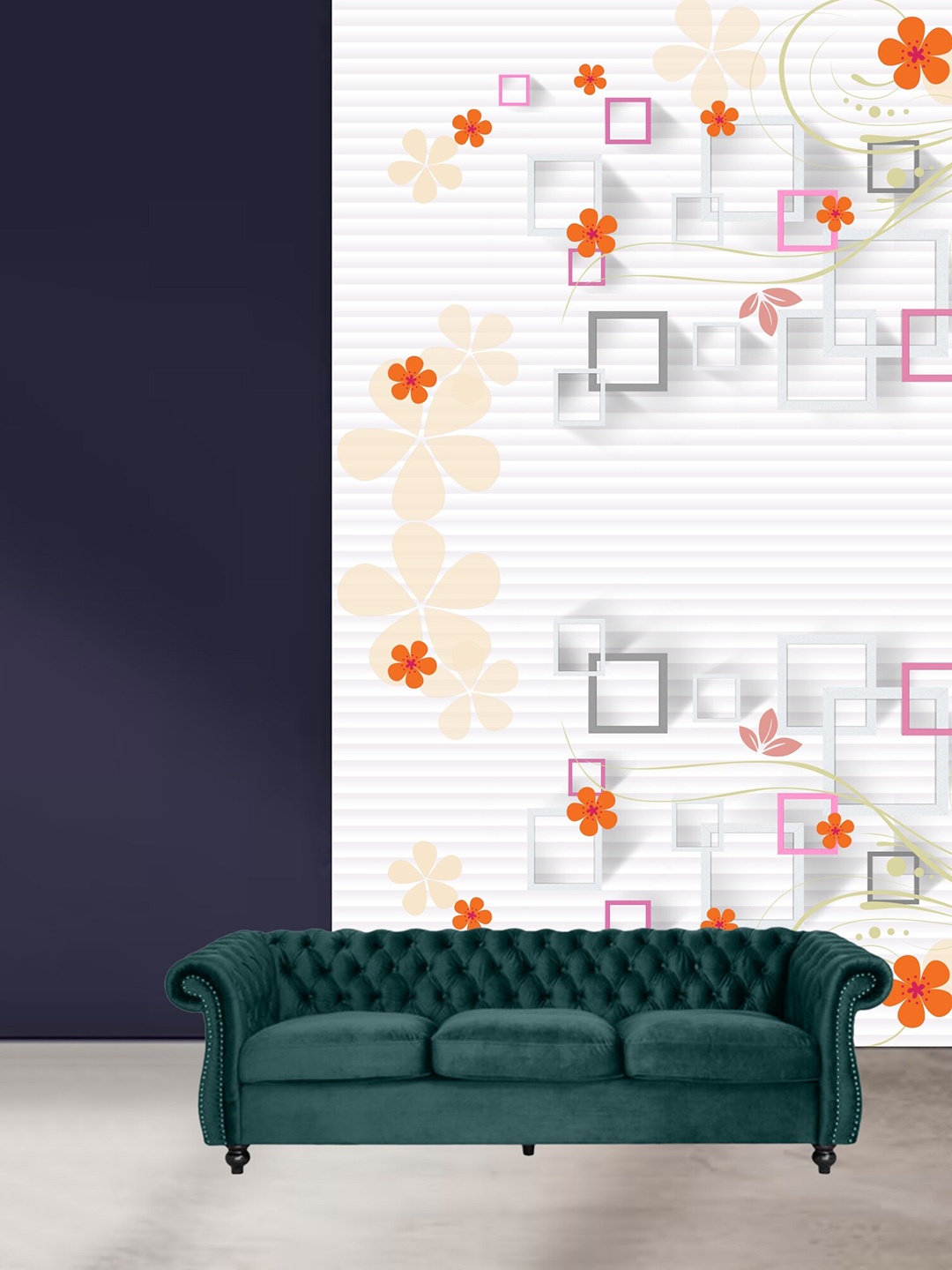 

KSHIRSA White & Orange Floral Printed Self Adhesive Wallpaper