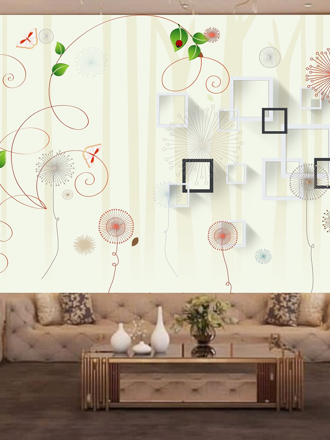 

KSHIRSA Off-White & Grey Floral Printed Self Adhesive Wallpaper