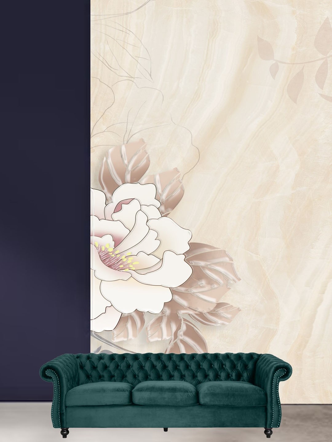 

KSHIRSA Grey Floral Printed Self Adhesive Wallpaper