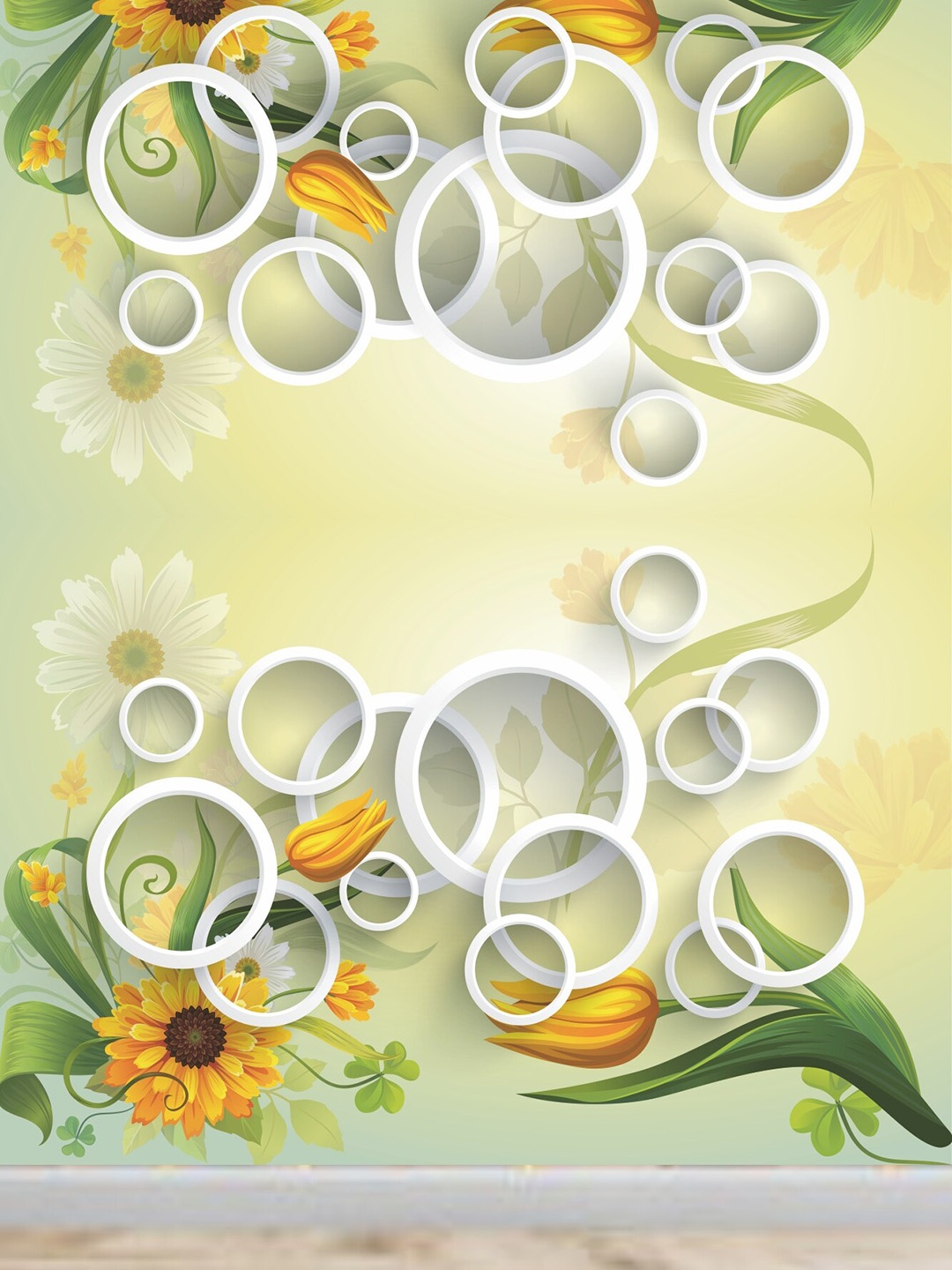 

KSHIRSA Grey & Orange Floral-Printed Self-Adhesive Wallpaper