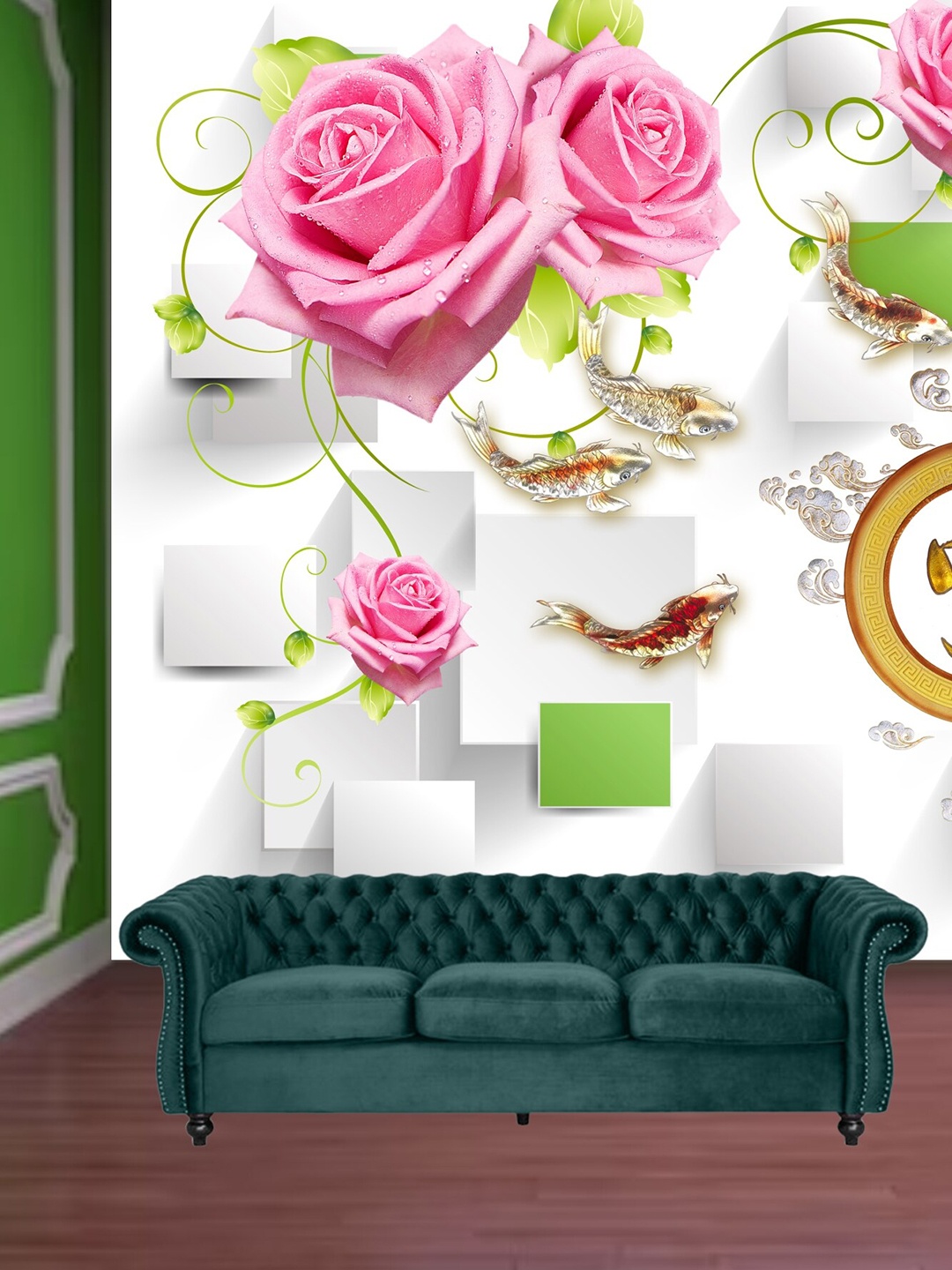

KSHIRSA White & Pink Floral Printed Self-Adhesive Wallpaper