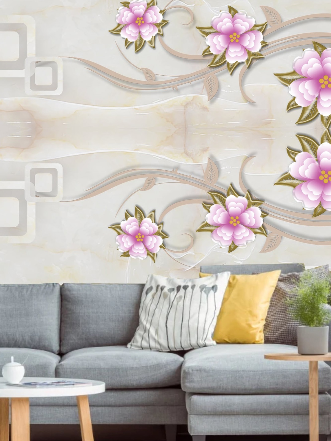

KSHIRSA Pink Floral-Printed Self-Adhesive Wallpaper
