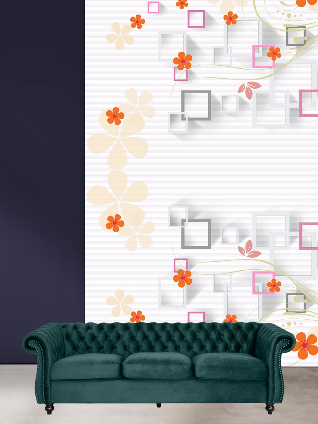 

KSHIRSA White & Orange Floral-Printed Self-Adhesive Wallpaper