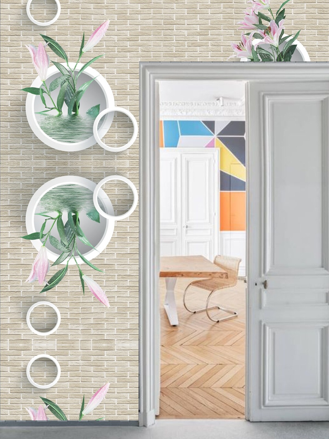 KSHIRSA Grey Floral Printed Self Adhesive Wallpaper