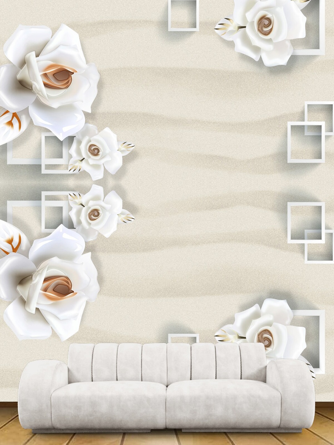 

KSHIRSA Beige & White Floral Printed Self Adhesive Wallpaper