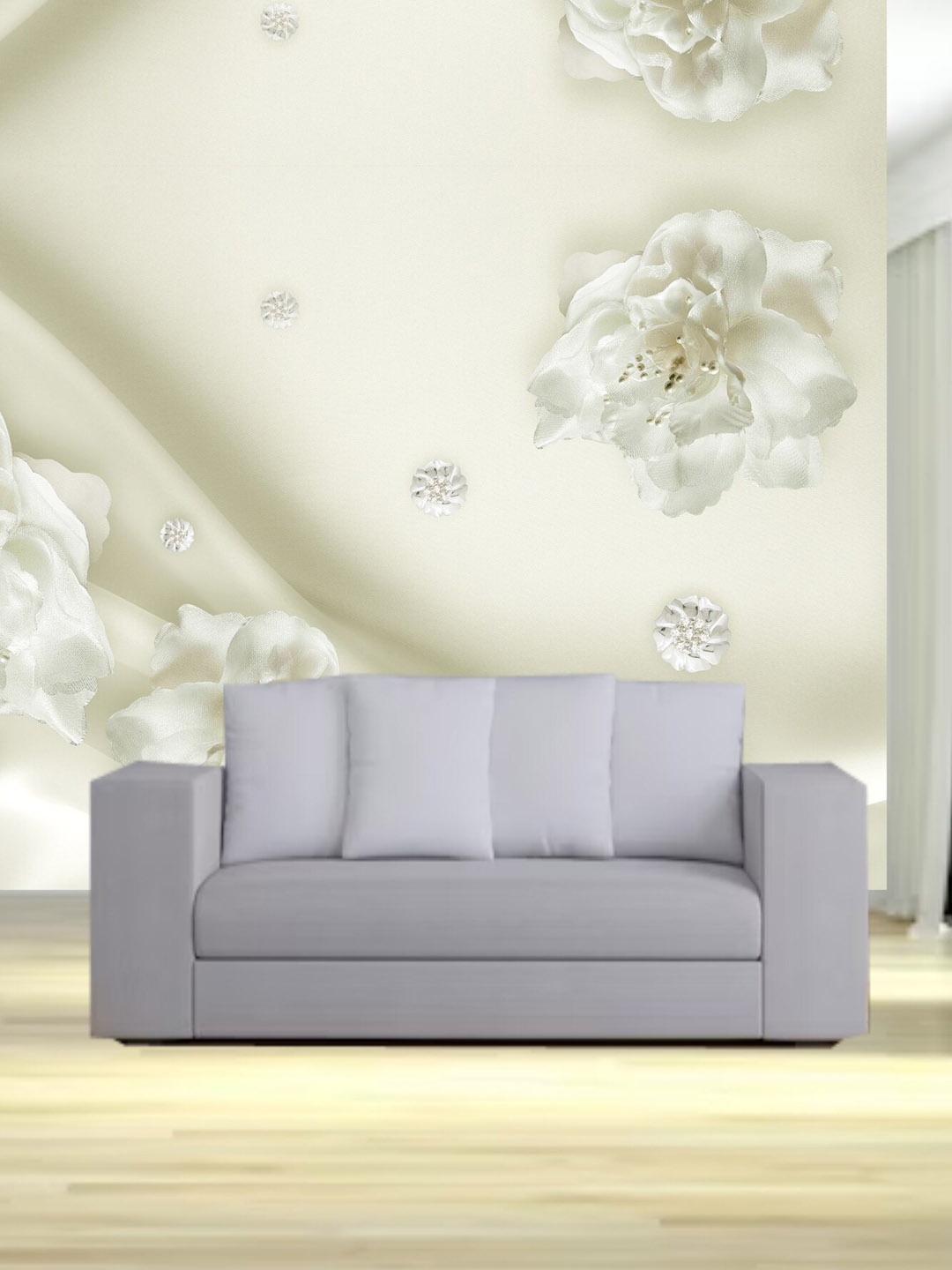 

KSHIRSA Off White Floral Printed Self-Adhesive Wallpaper