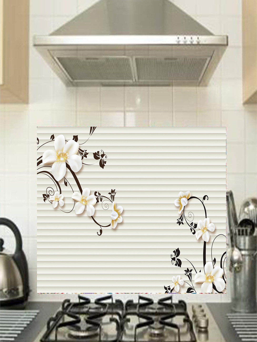 

KSHIRSA Off White & Black Floral Printed Self Adhesive Wallpaper