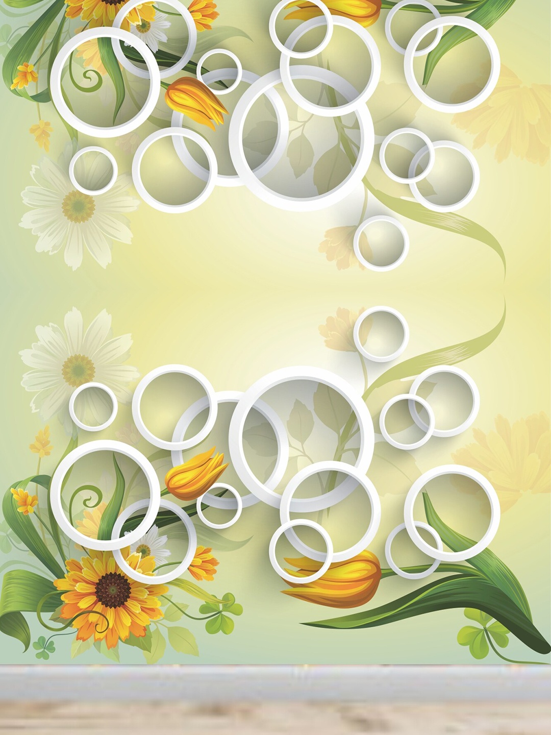 

KSHIRSA Orange & Grey Floral Printed Self Adhesive Wallpaper