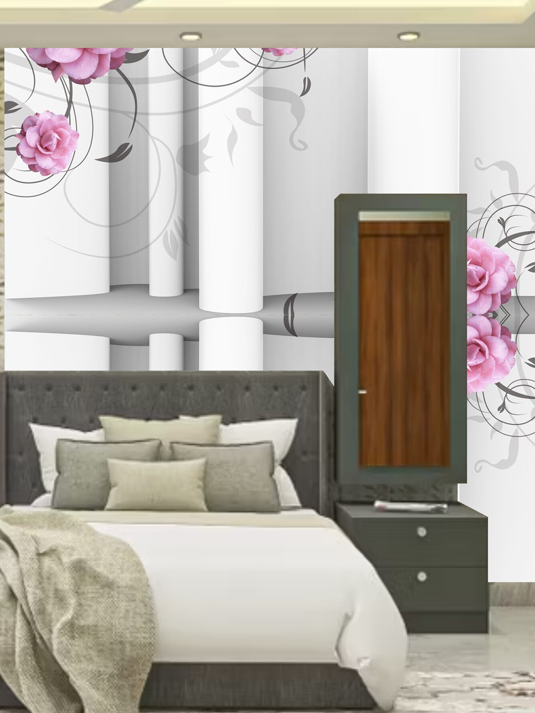 

KSHIRSA Pink & White Floral Printed Self Adhesive Wallpaper