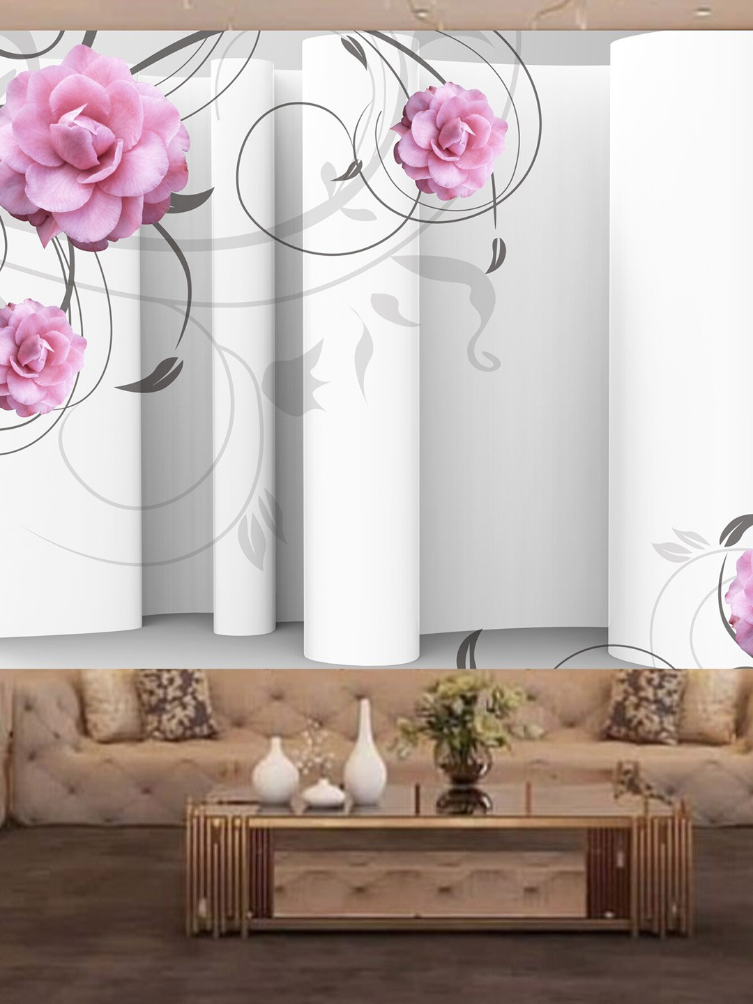 

KSHIRSA White & Pink Floral-Printed Self-Adhesive Wallpaper